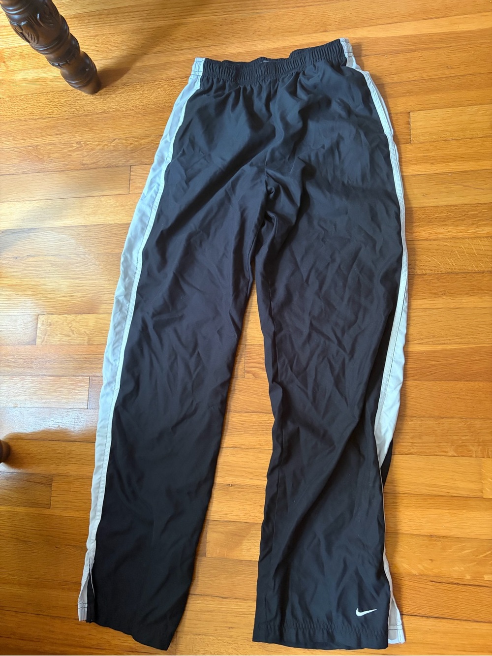 Nike Y2K black track pants with Light Gray Side Panels